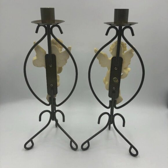 Vintage Metal Angel Set of 2 Taper Candle Holders Spiritual Holiday Décor Altar - Picture 6 of 12